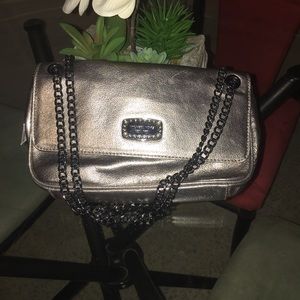 MK Small shoulder flap Leather Nickel